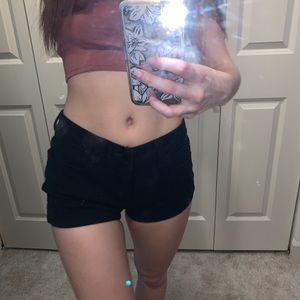 stretchy black jean shorts